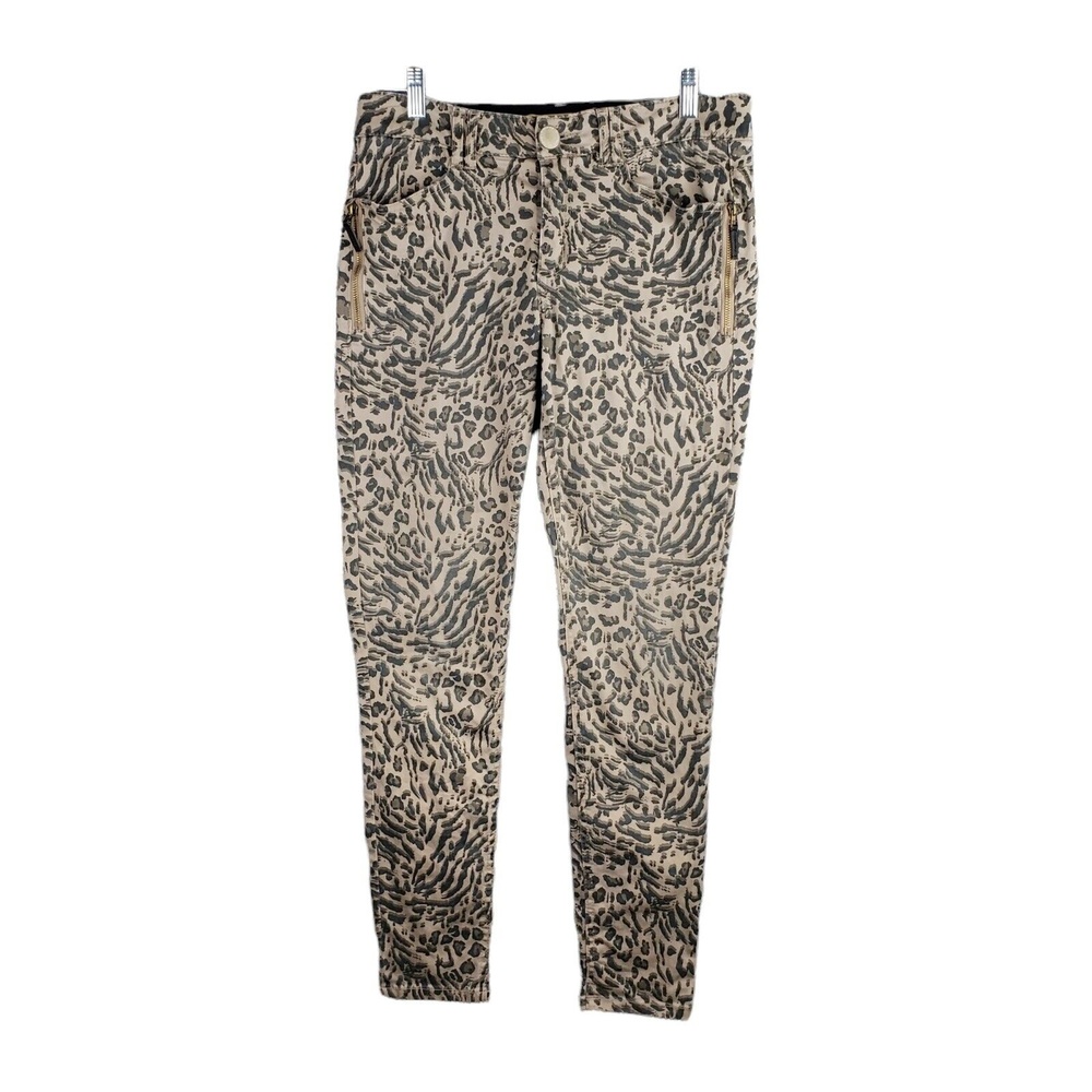 Democracy Ab Tech Animal Print Jeans Women's 8 Skinny Cropped Neutral Leopard
